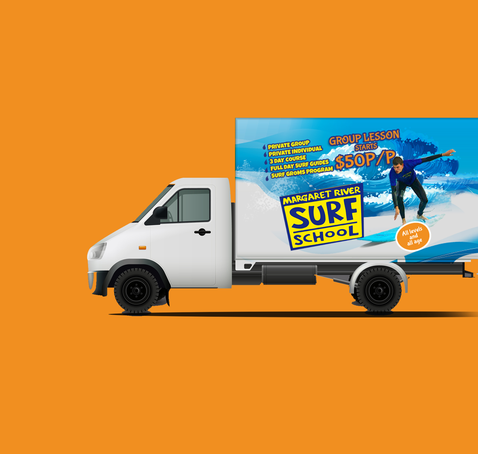 Design for SURF School Vehicle Graphics.